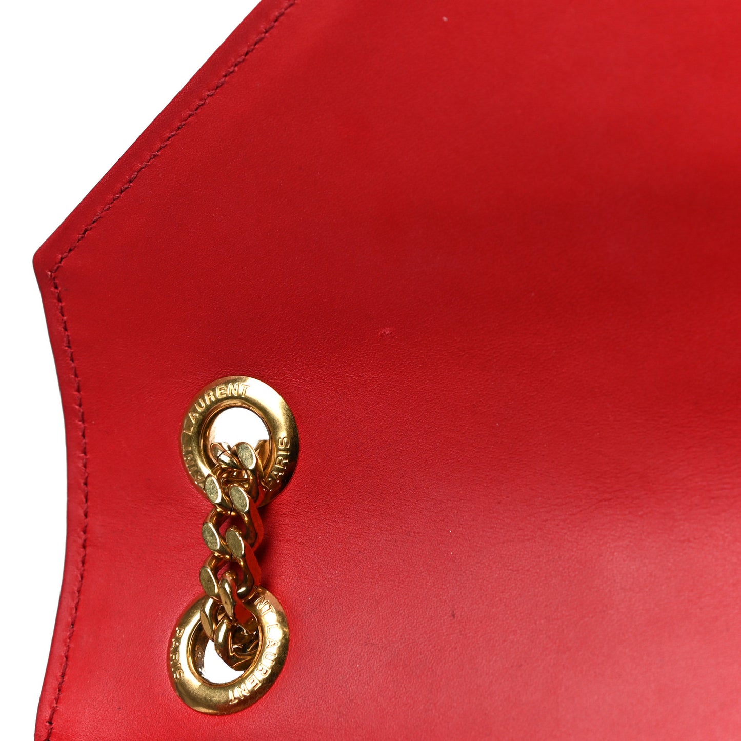 Smooth Calfskin Matelasse Chevron Large Monogram Satchel Red