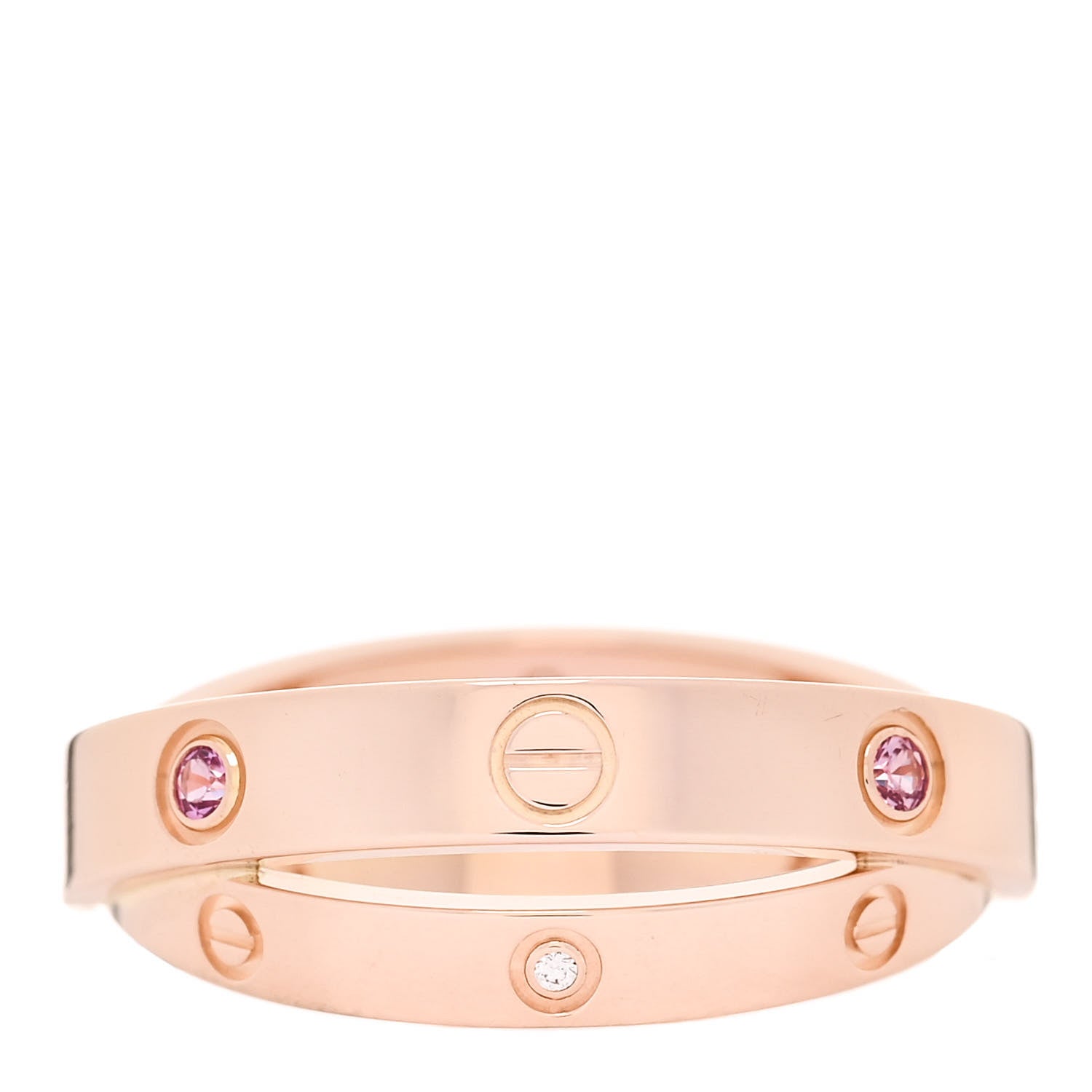 Cartier 18K Pink Gold Diamond Pink Sapphire LOVE Ring 51 5.75 3 of 4