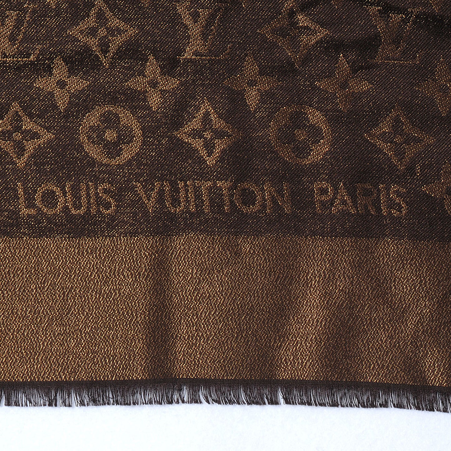 Silk Lurex Wool Monogram Shine Shawl Brown