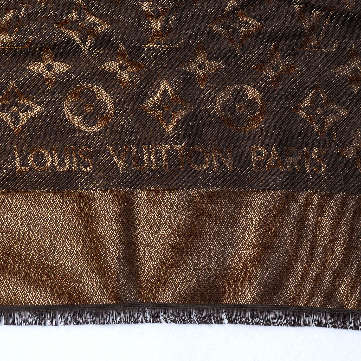 Louis Vuitton Silk Lurex Wool Monogram Shine Shawl Brown 4 of 6