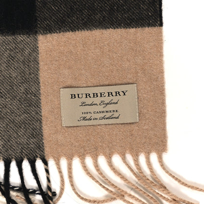 Burberry Cashmere Giant Check Fringe Scarf Archive Beige 3 of 4
