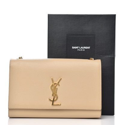 Saint Laurent Grain De Poudre Medium Monogram Kate Satchel Nude Powder 13 of 13