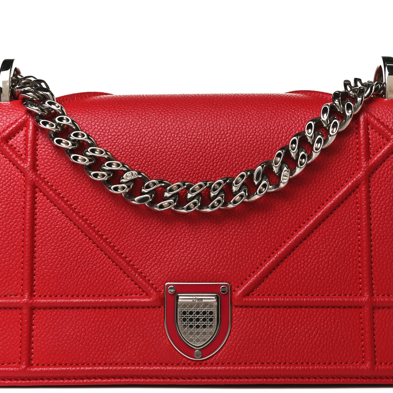 Christian Dior Grained Calfskin Small Diorama Flap Bag Red 8 of 15
