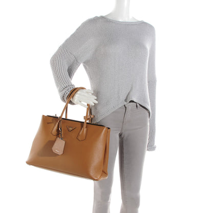 Prada Saffiano Cuir Twin Tote Caramello 2 of 10