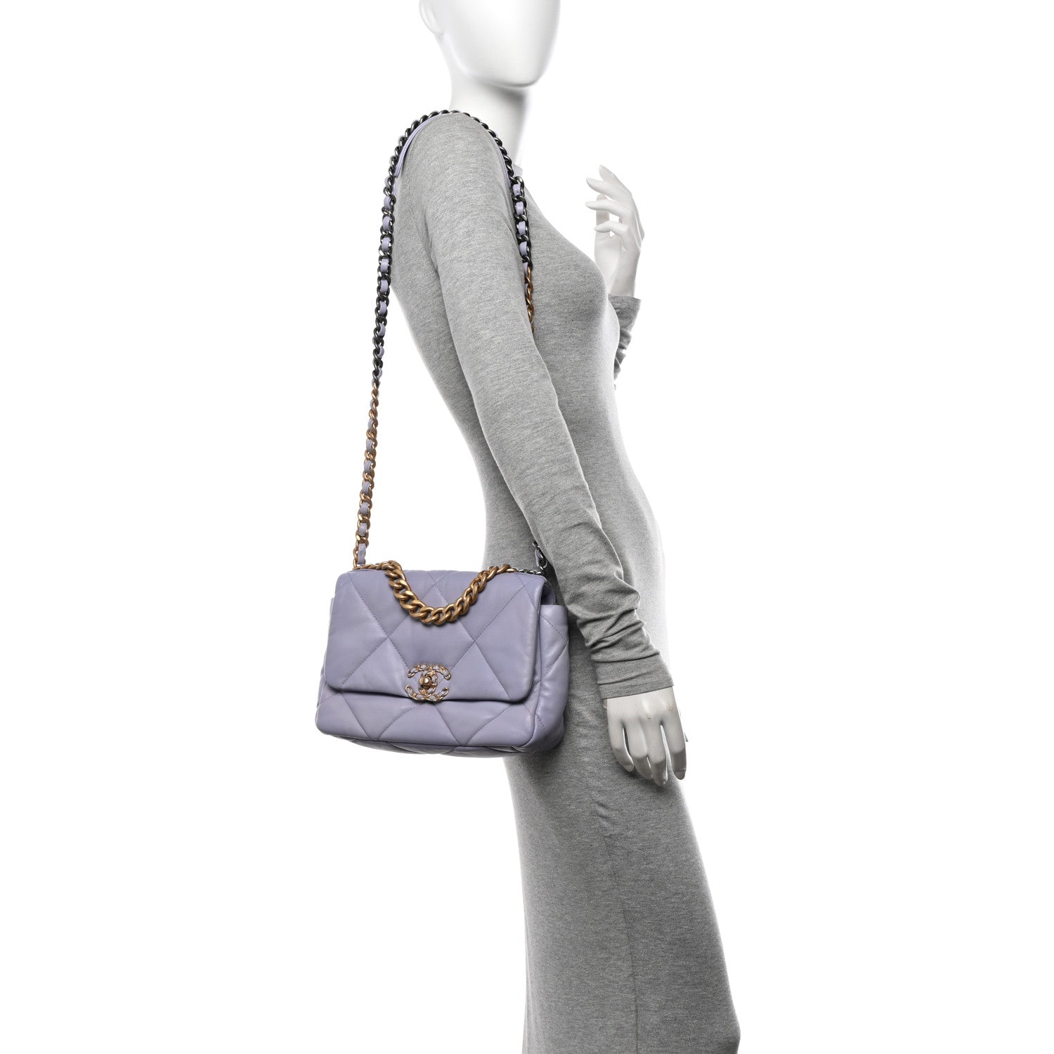 Chanel Lambskin Quilted Medium Chanel 19 Flap Light Purple 2 of 10