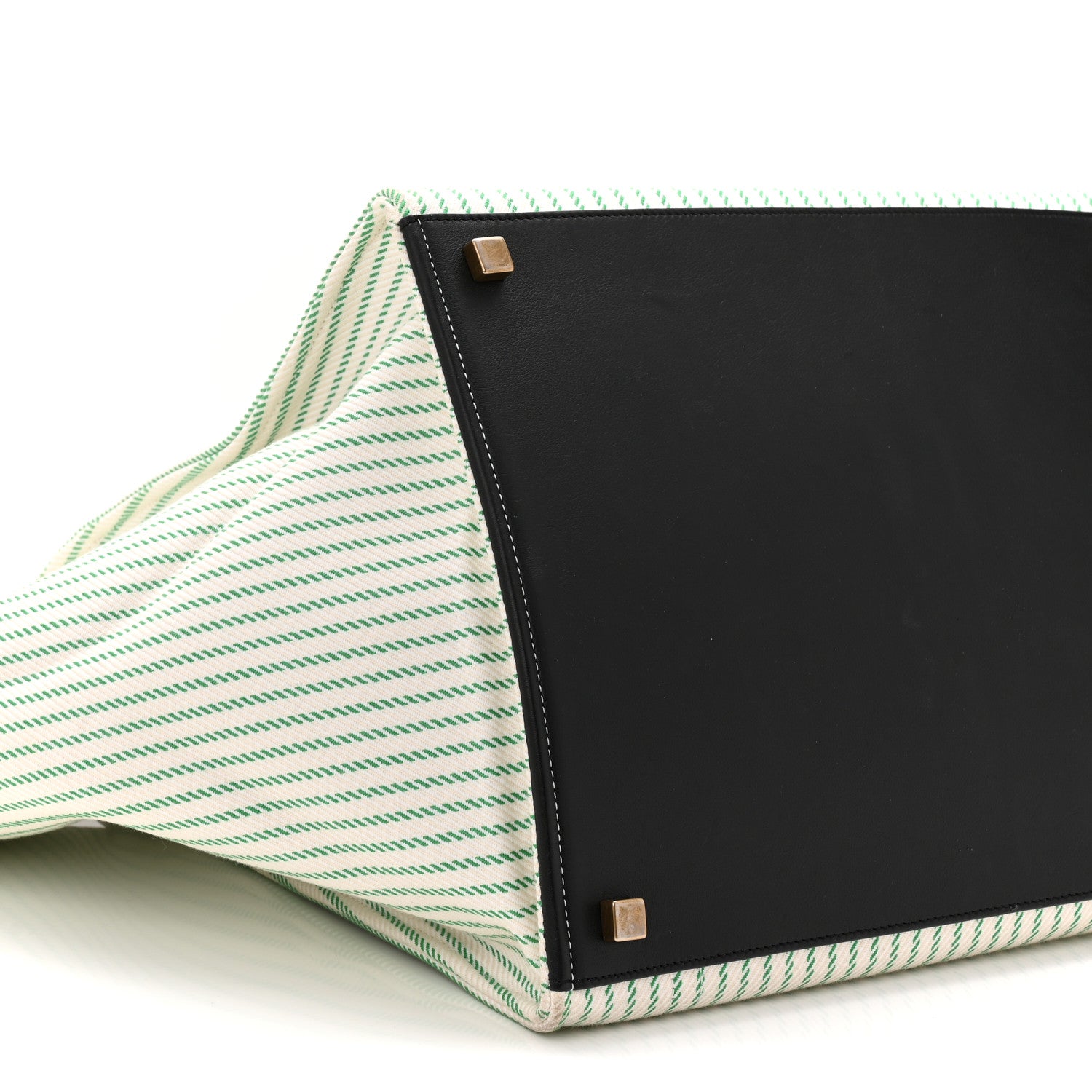 Celine Cotton Canvas Striped Medium Phantom Luggage White Green 10 of 11