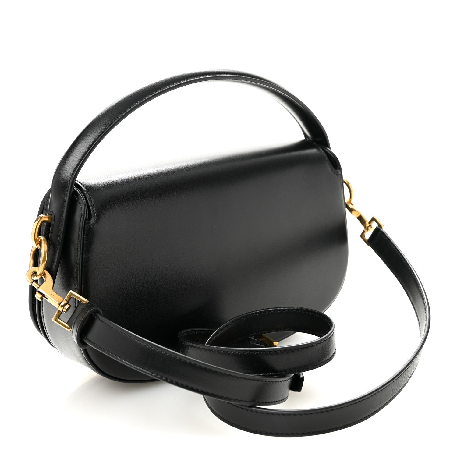 SAINT LAURENT ショルダーバッグ Saint Laurent Box Calfskin Voltaire Top Handle Crossbody Bag Black