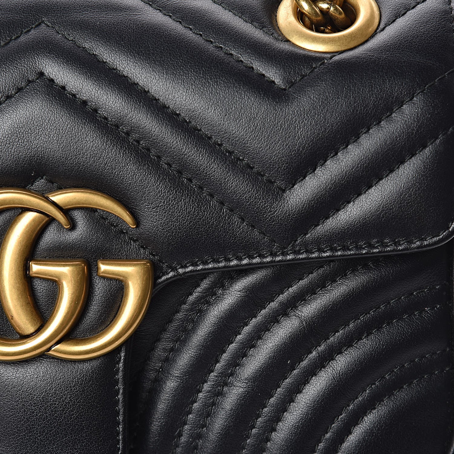 Gucci Calfskin Matelasse Mini GG Marmont Shoulder Bag Black 8 of 12