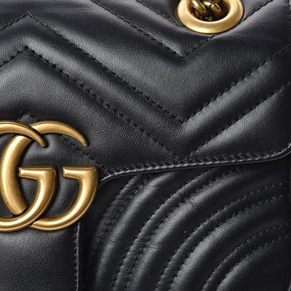 Gucci Calfskin Matelasse Mini GG Marmont Shoulder Bag Black 8 of 12