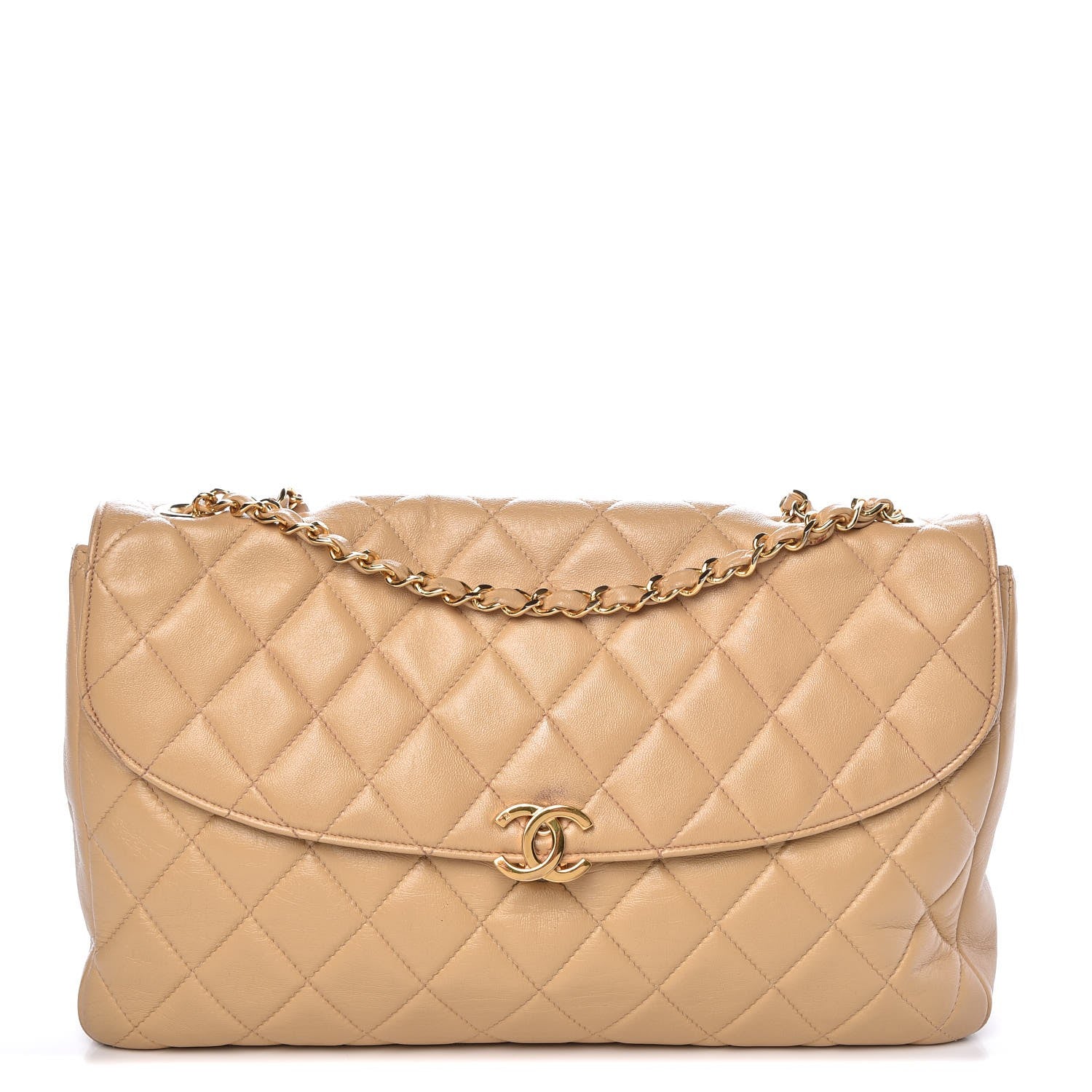 Chanel Lambskin Quilted Jumbo Single Flap Beige 1 of 16