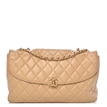 Chanel Lambskin Quilted Jumbo Single Flap Beige 1 of 16