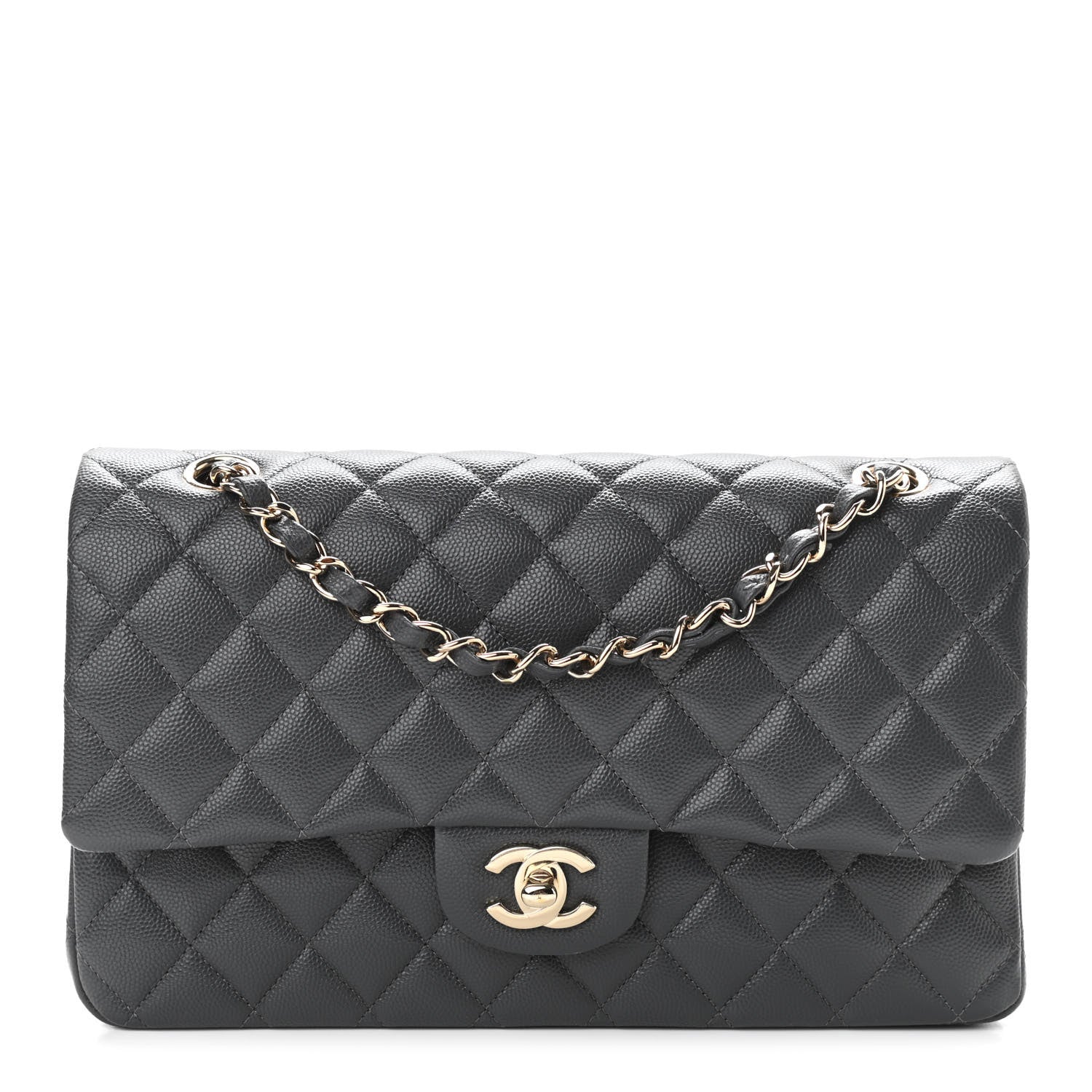 Chanel Caviar Quilted Medium Double Flap Dark Grey 1 of 10