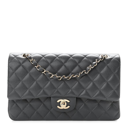 Chanel Caviar Quilted Medium Double Flap Dark Grey 1 of 10