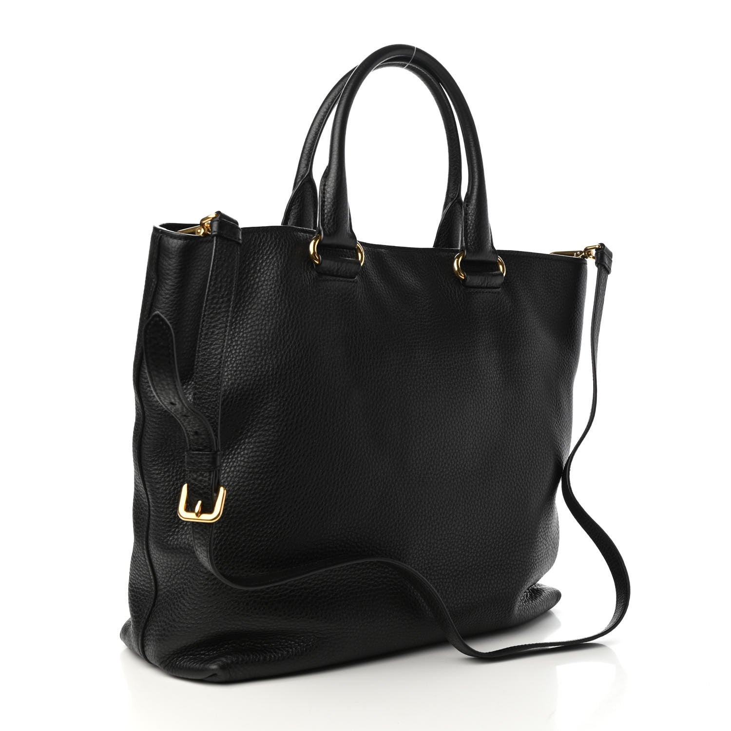Prada Vitello Daino Tote Black 3 of 9