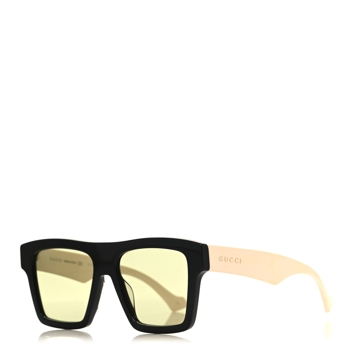 Gucci Acetate Rectangle Sunglasses GG0962S Black Ivory 1 of 7