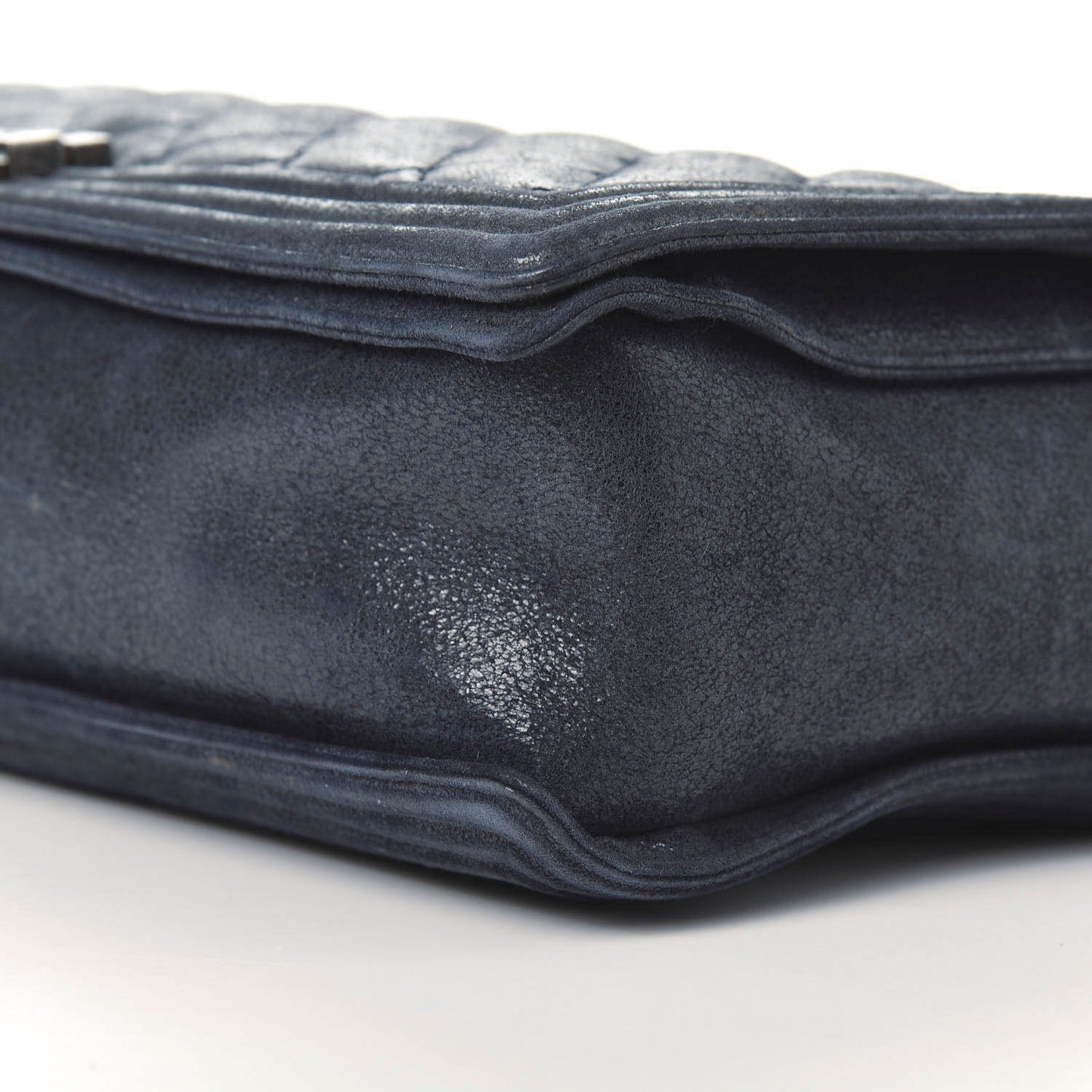 Iridescent Calfskin Quilted XL Gentle Boy Flap Blue