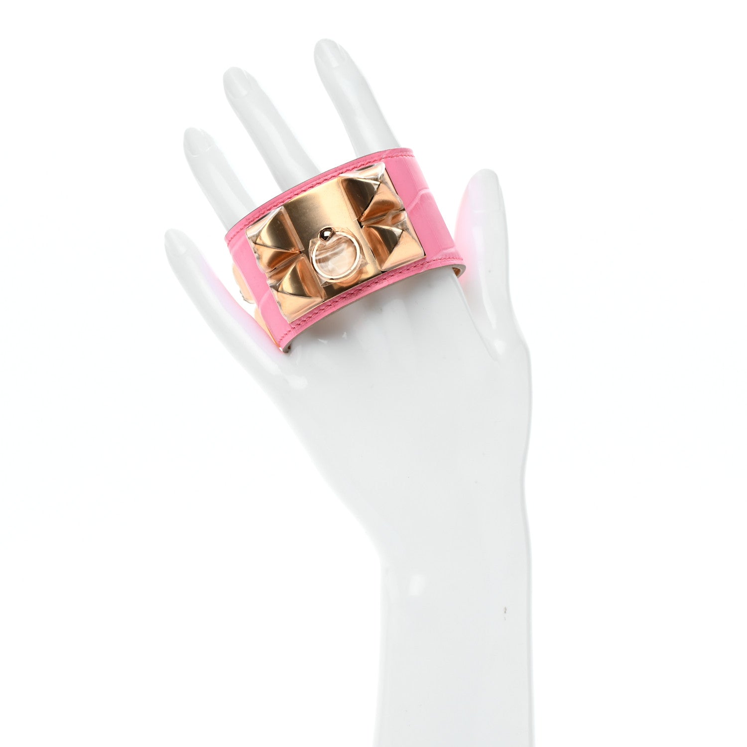 Hermes Matte Niloticus Crocodile Collier De Chien CDC Bracelet T2 Rose Bubblegum 2 of 6
