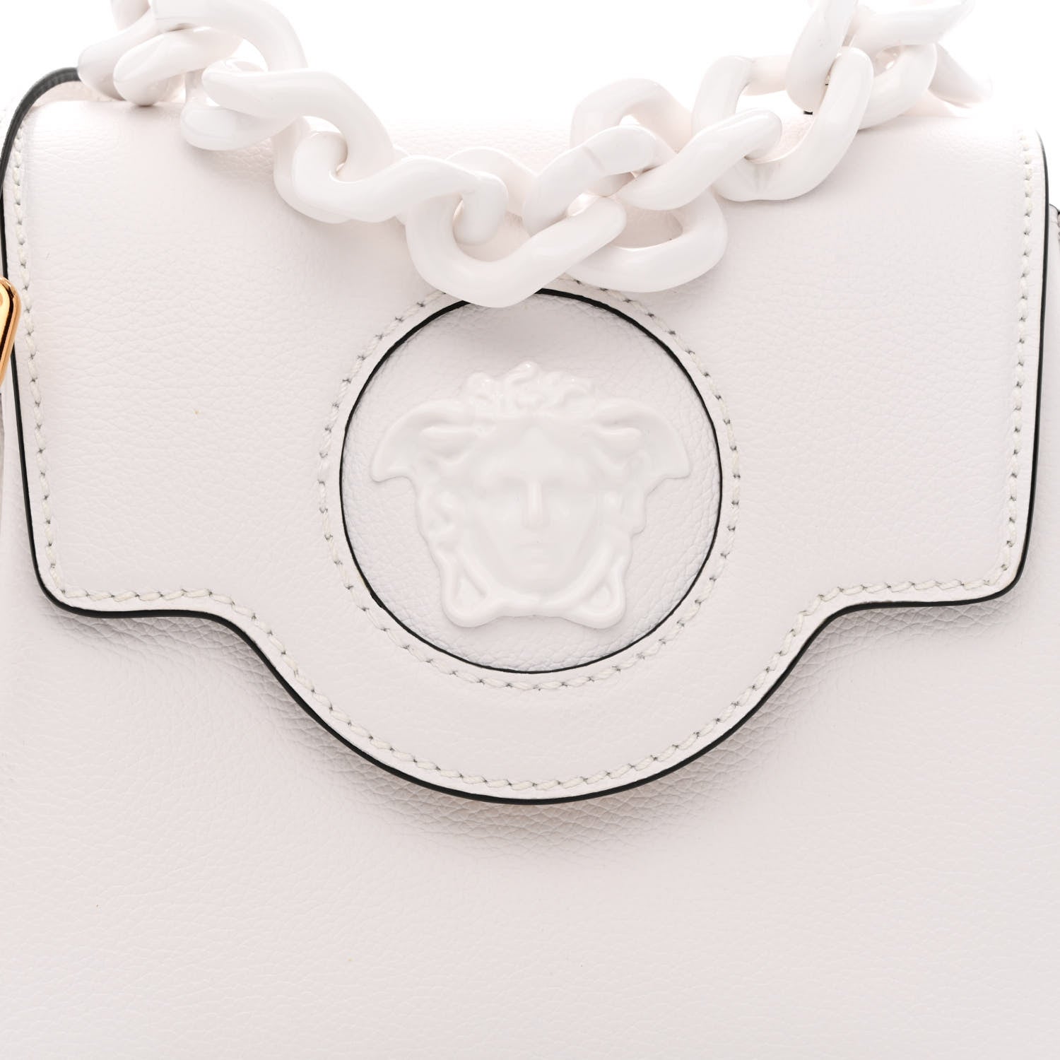 Versace Grained Calfskin Small La Medusa Top Handle Bag White 7 of 9