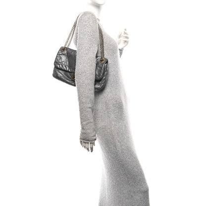 Chanel Metallic Crackled Calfskin Perforated Drill Flap Silver 2 of 11