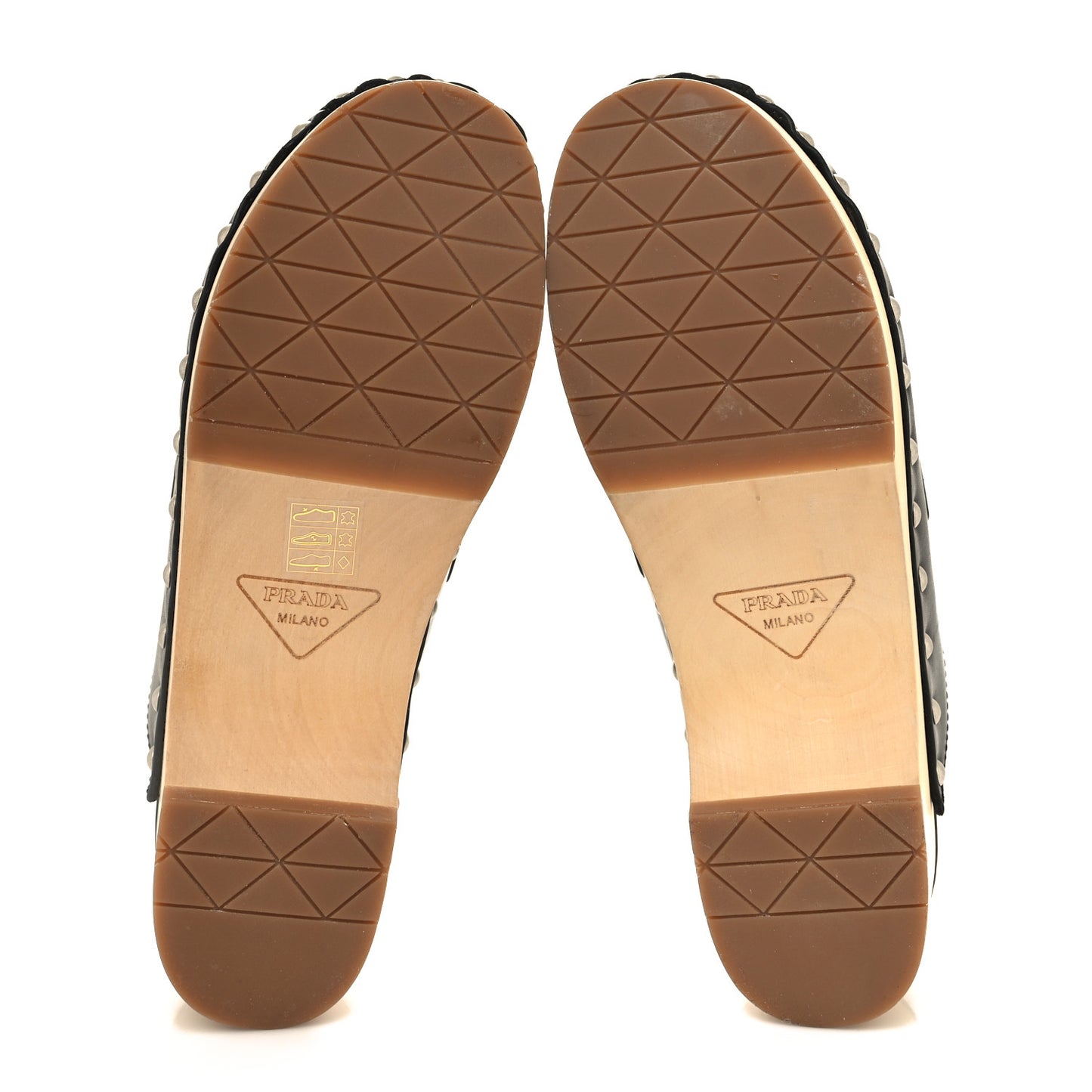 Natural Calfskin Metal Triangle Logo 45mm Clogs 39 Black Sabbia