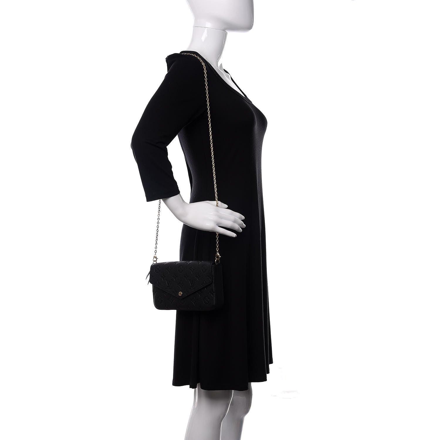 Louis Vuitton Empreinte Pochette Felicie Chain Wallet Black 2 of 10