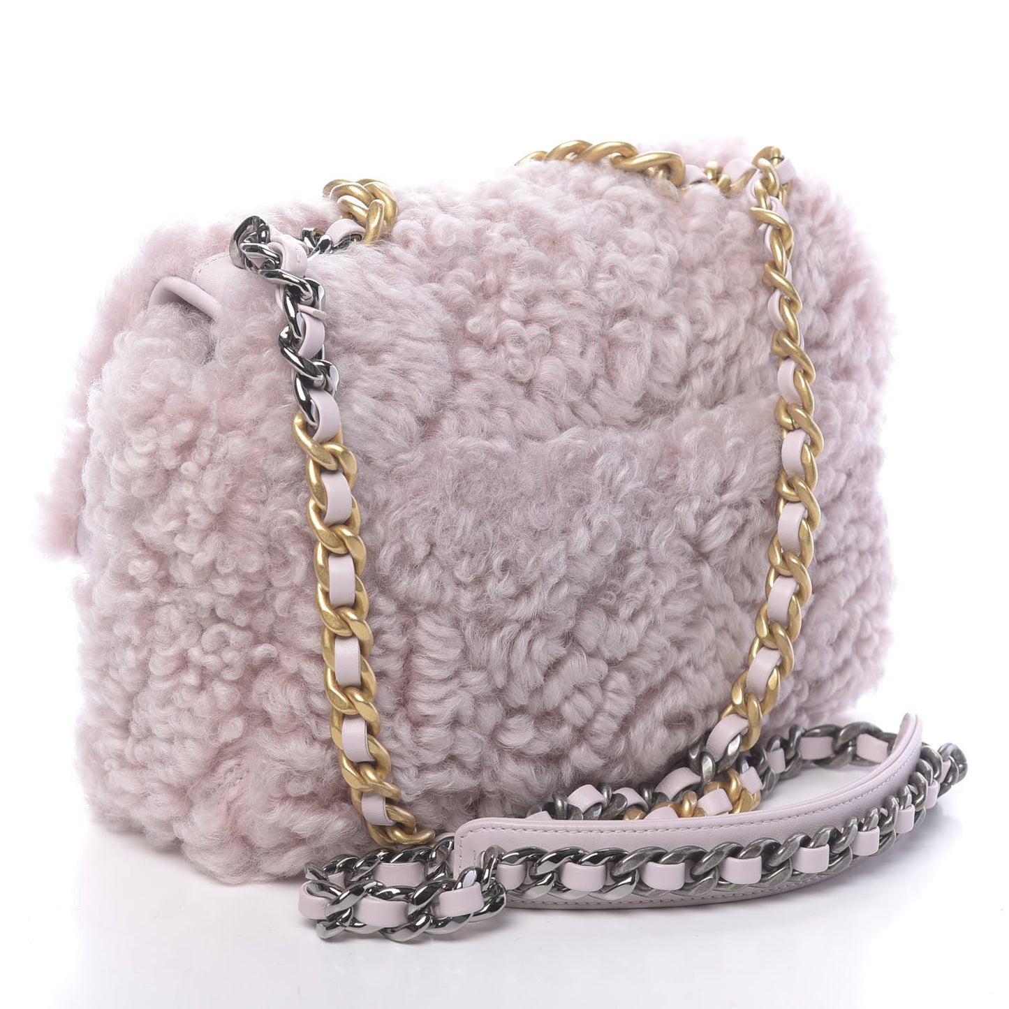 Shearling Sheepskin Medium 19 Flap Light Pink