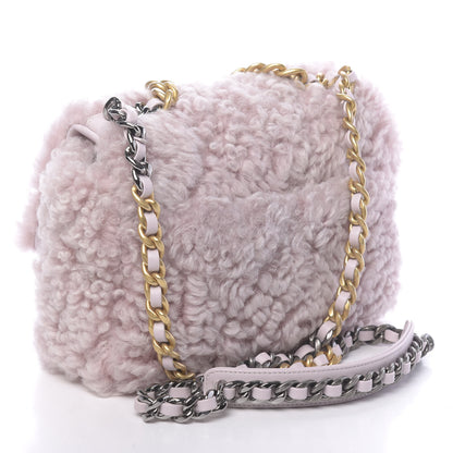 Chanel Shearling Sheepskin Medium 19 Flap Light Pink 3 of 11