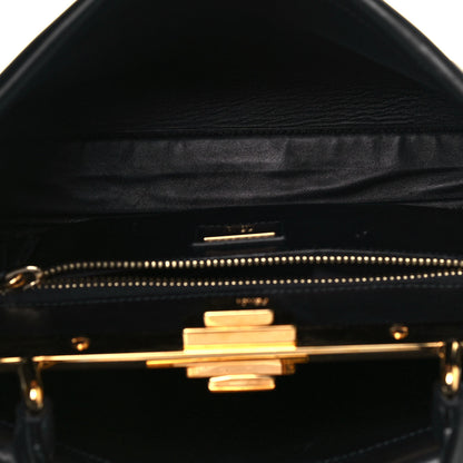 Fendi Vitello Seta Shiny Nappa Scalloped Studded Medium Peekaboo Iconic Satchel Black 8 of 17