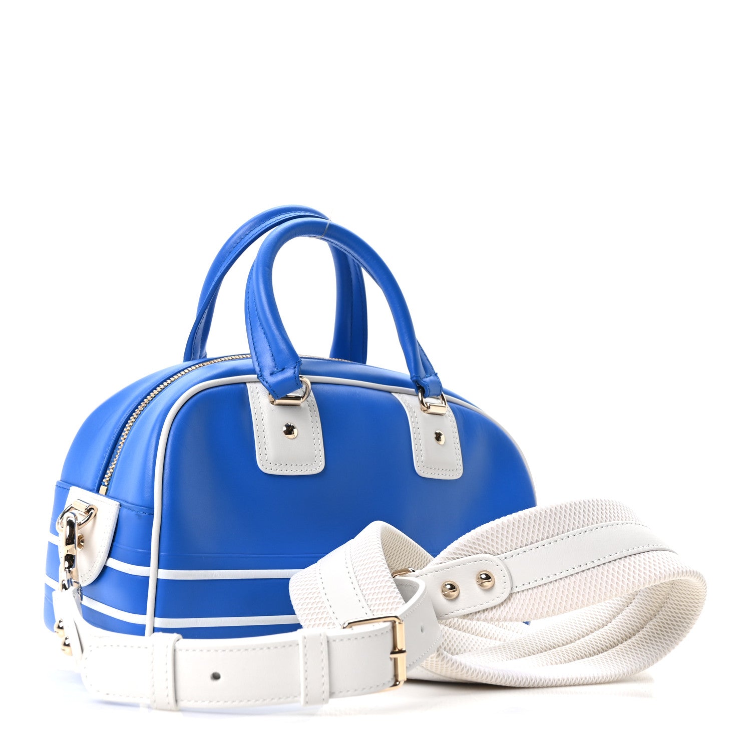 Christian Dior Calfskin Small Dior Vibe Zip Bowling Bag Blue 2 of 9