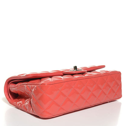 Chanel Patent Quilted Medium Double Flap Coral 4 of 9