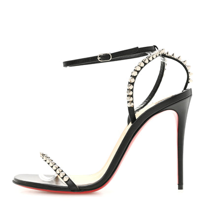 Christian Louboutin Kid Spiked So Me 100 Sandals 38.5 Black 1 of 9