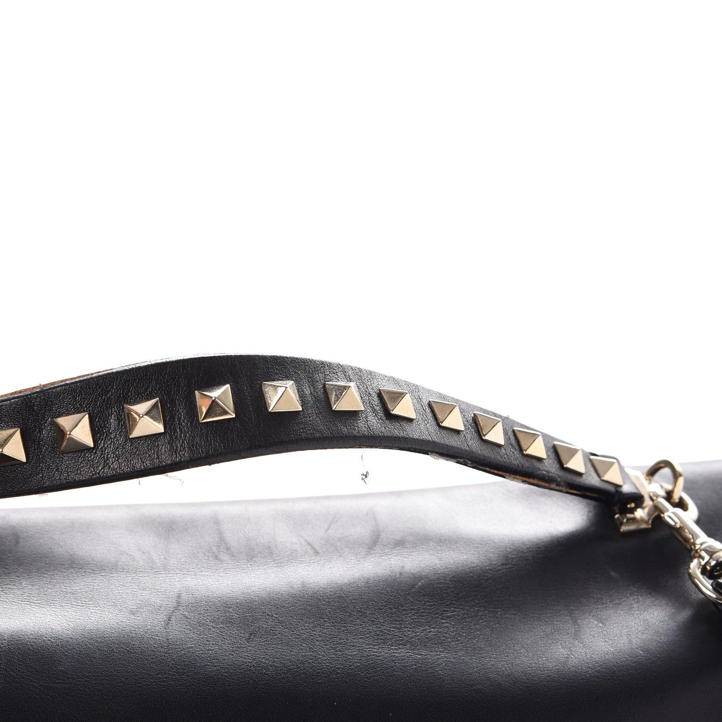 Vitello Large Rockstud Single Handle Flap Satchel Black