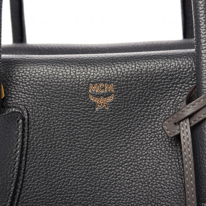 MCM Grained Calfskin Large Milla Tote Phantom Grey 8 of 9
