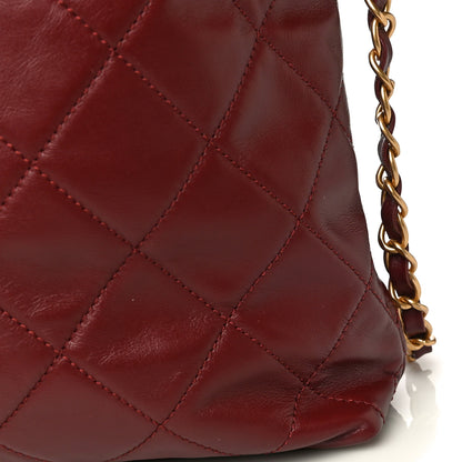 Chanel Calfskin Quilted Crystal Pearls Fold Over Shopping Tote Burgundy 13 of 14