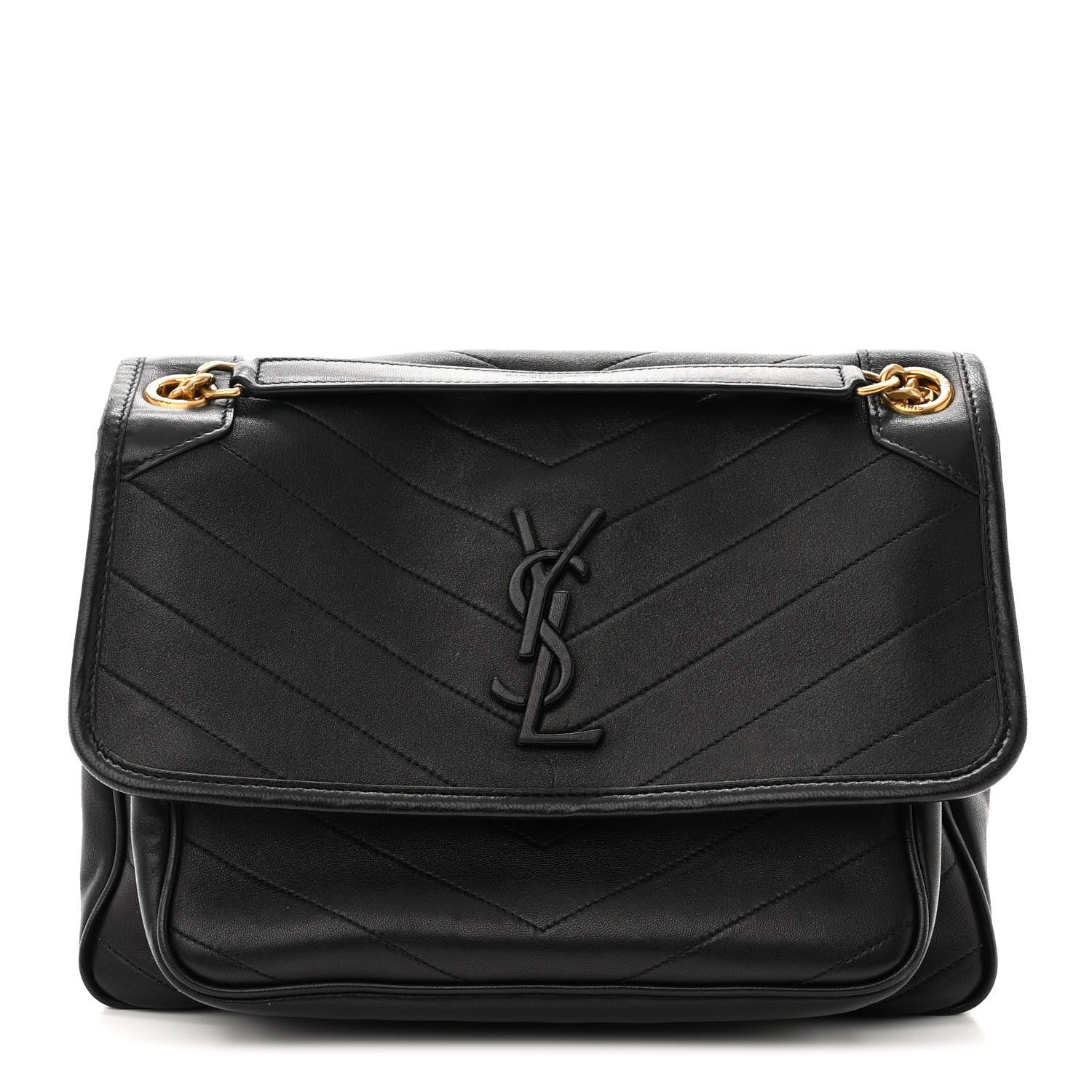 Saint Laurent Lambskin Matelasse Monogram Medium Niki Chain Satchel Black 1 of 11