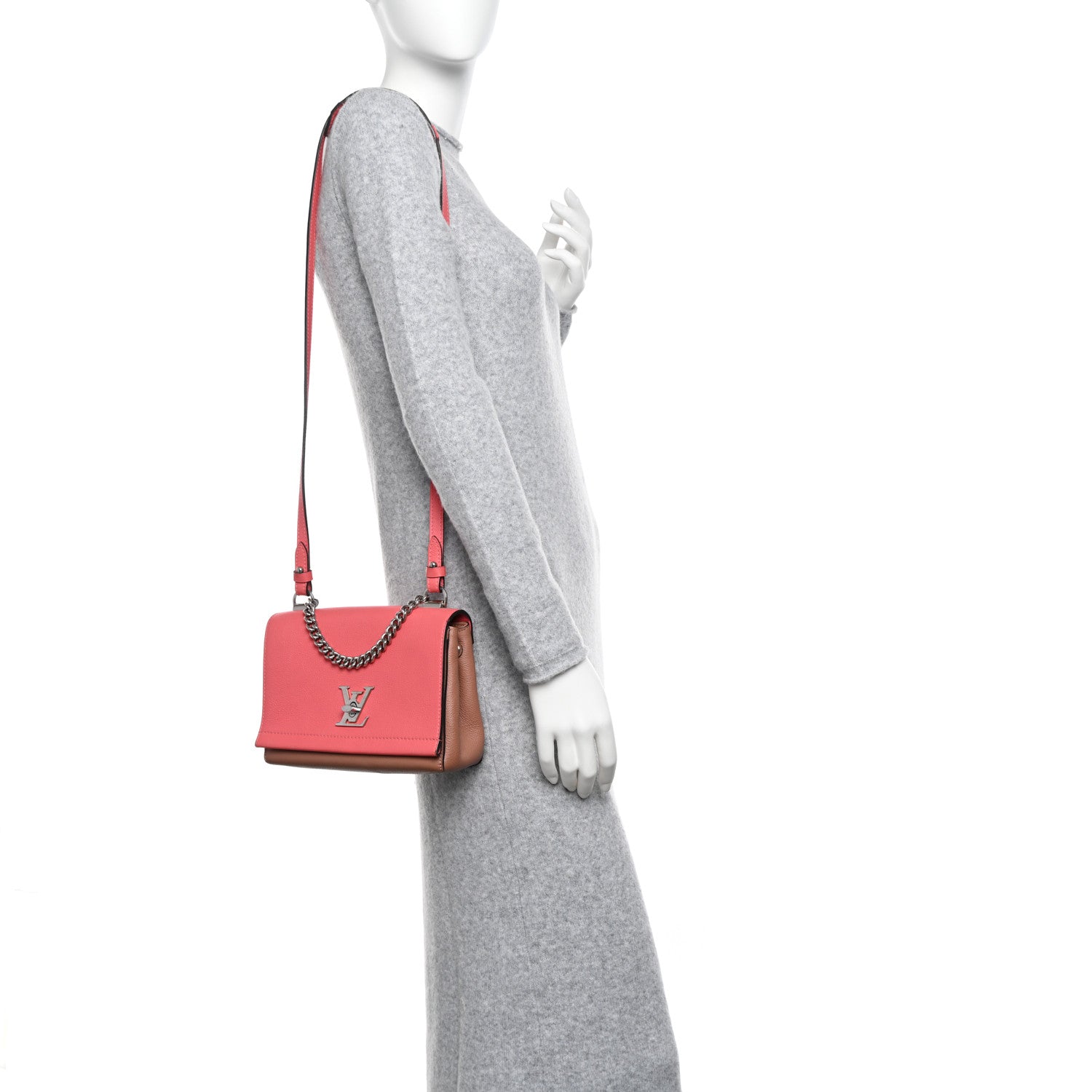 Louis Vuitton Calfskin Lockme II Chain Bag BB Rose Bruyere 2 of 15