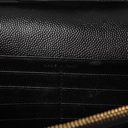 Saint Laurent Grain De Poudre Matelasse Chevron Monogram Chain Wallet Black 6 of 8