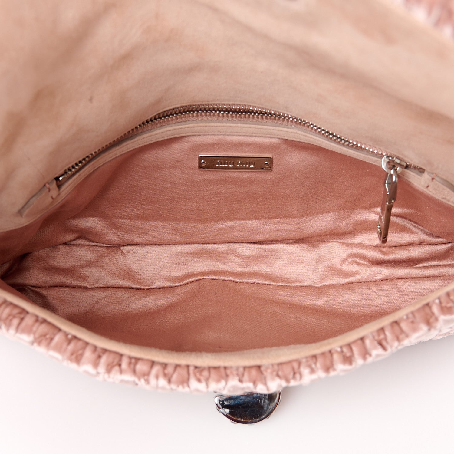 Miu Miu Velvet Matelasse Crystal Chain Shoulder Bag Cammeo 1538659