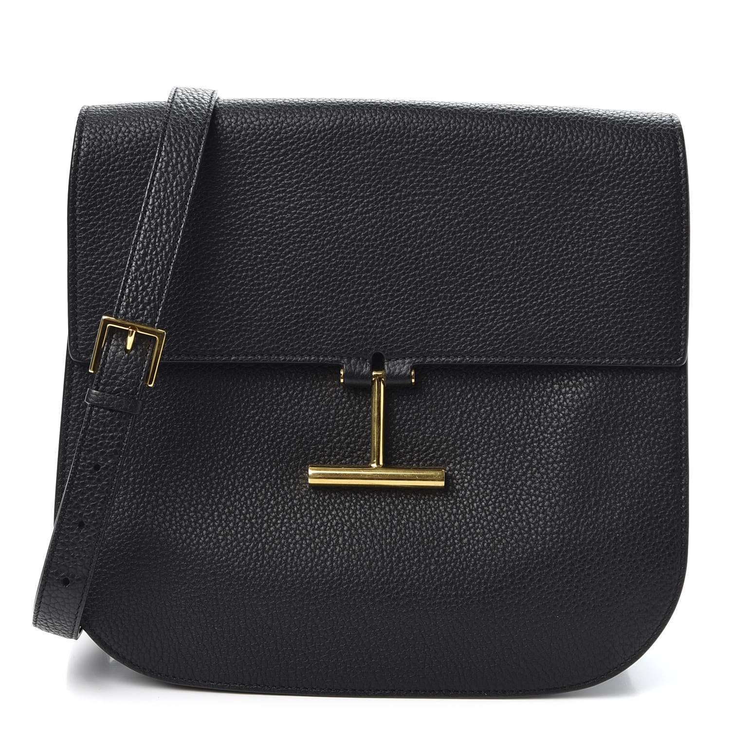 Tom Ford Calfskin Large T Clasp Tara Crossbody Bag Black 1 of 10