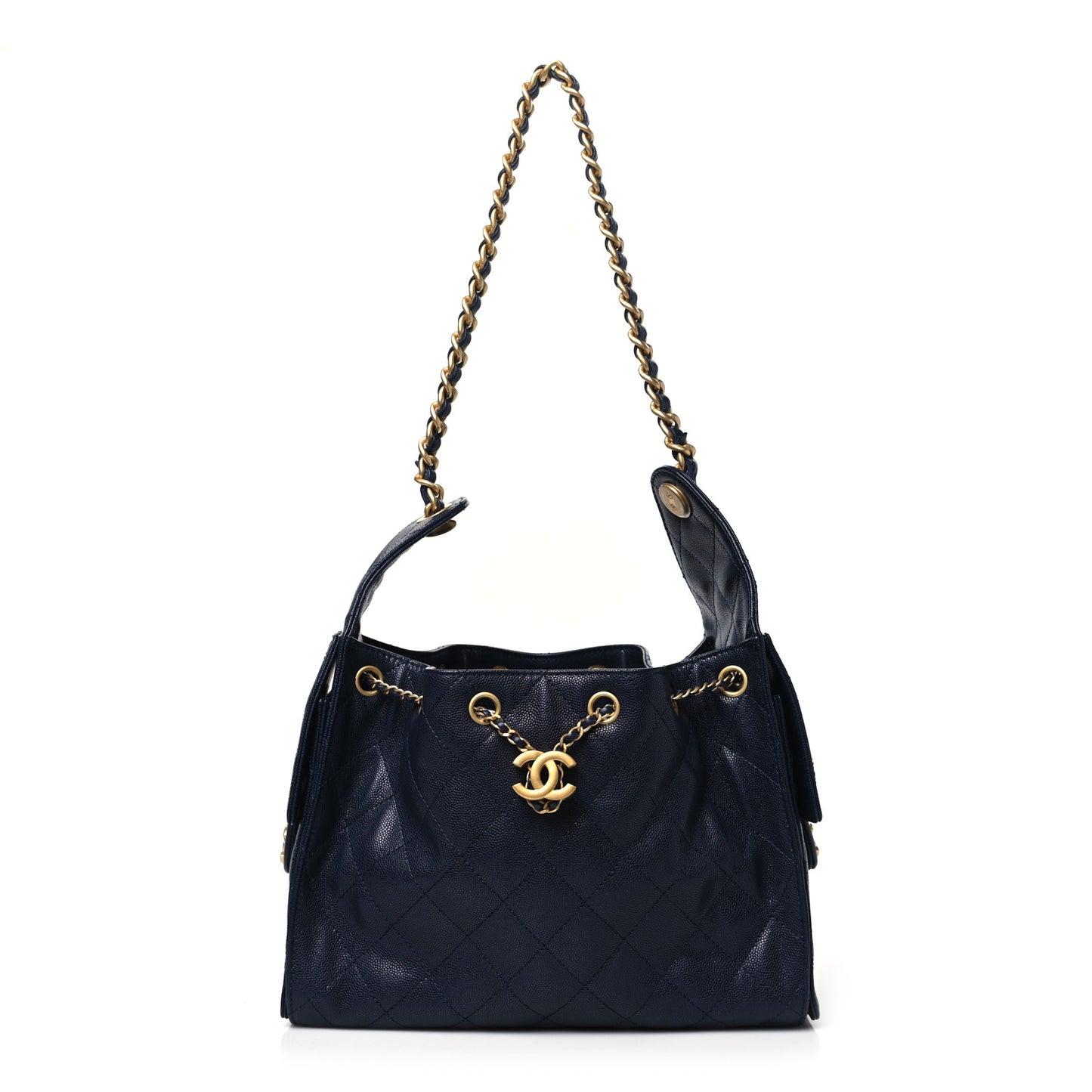 Caviar Quilted Small Chanel 25 Handbag Dark Navy