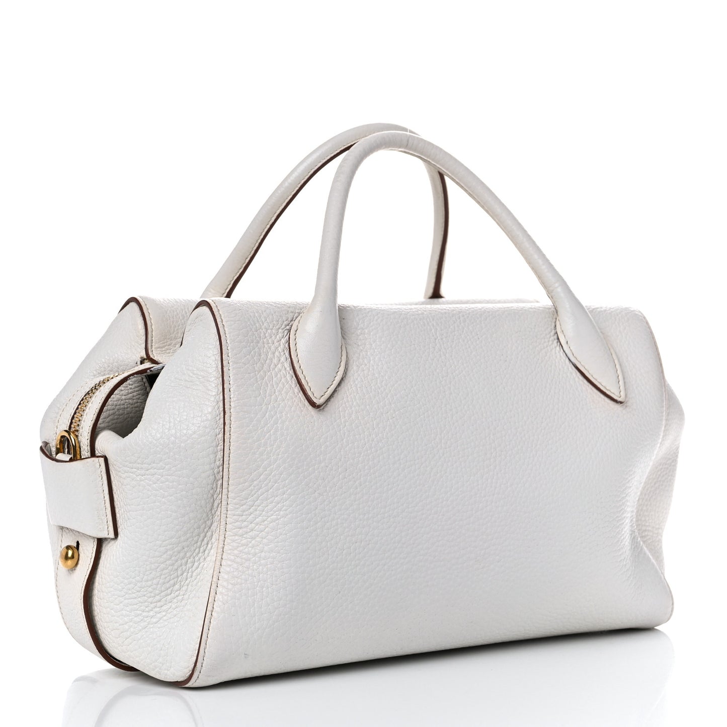 Vitello Daino Medium Top Handle Bag White