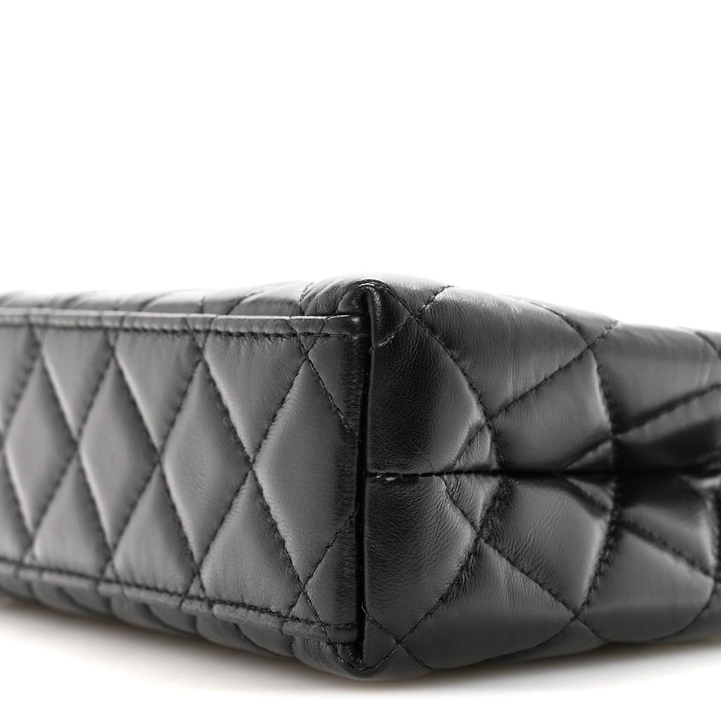 Shiny Aged Calfskin Quilted Nano Kelly Shopper Black