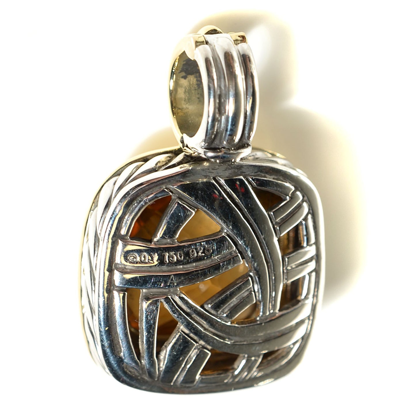 Sterling Silver 18K Yellow Gold Citrine 14mm Albion Enhancer Pendant