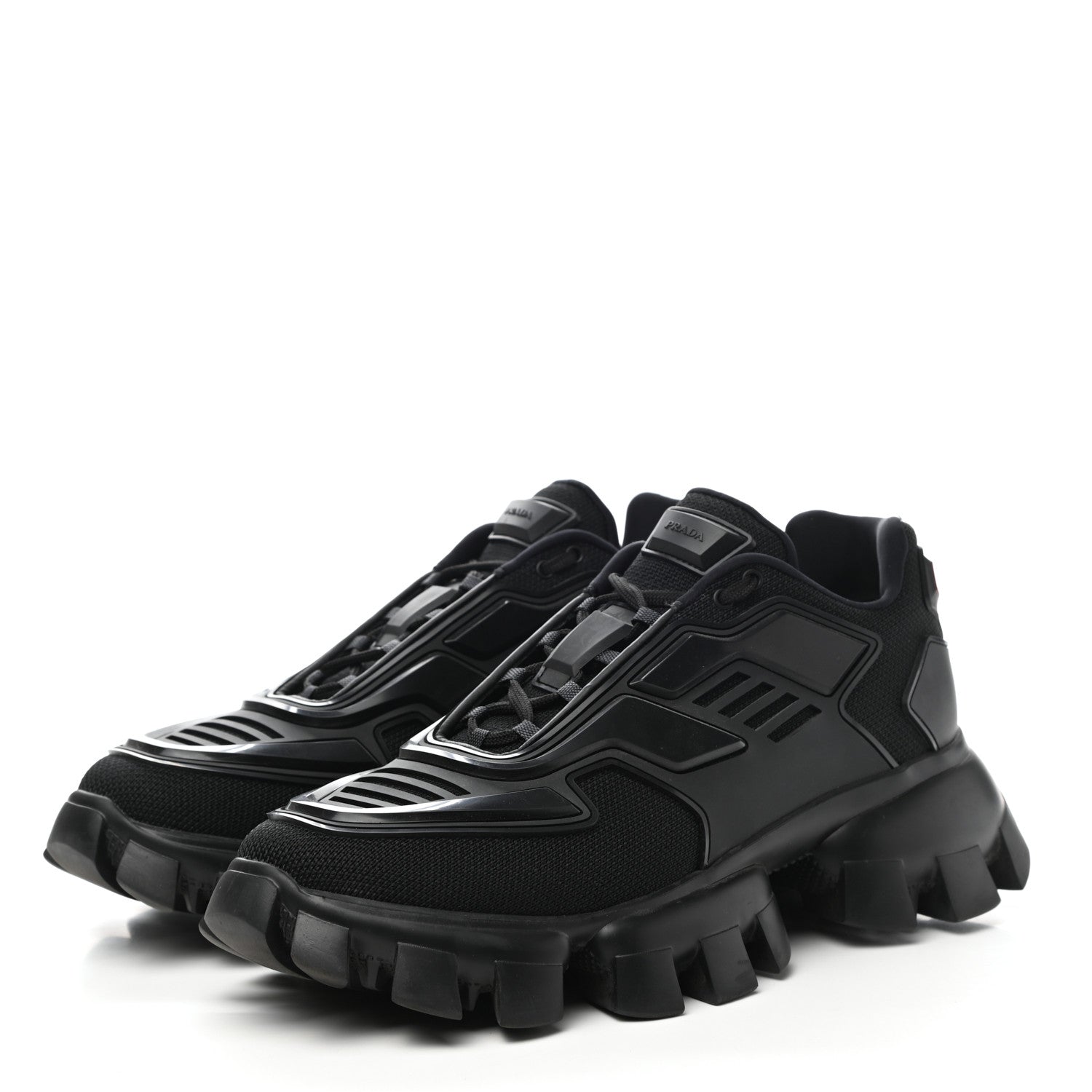 Prada Rubber Knit Fabric Mens Cloudbust Thunder Sneakers 8 Black 3 of 10
