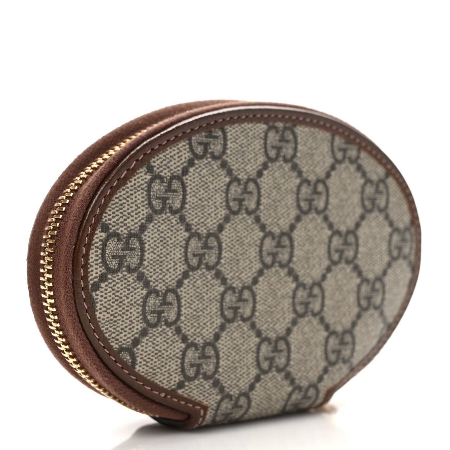 GG Supreme Monogram Azalea Calfskin Horsebit 1955 Coin Case Beige Ebony Brown Sugar