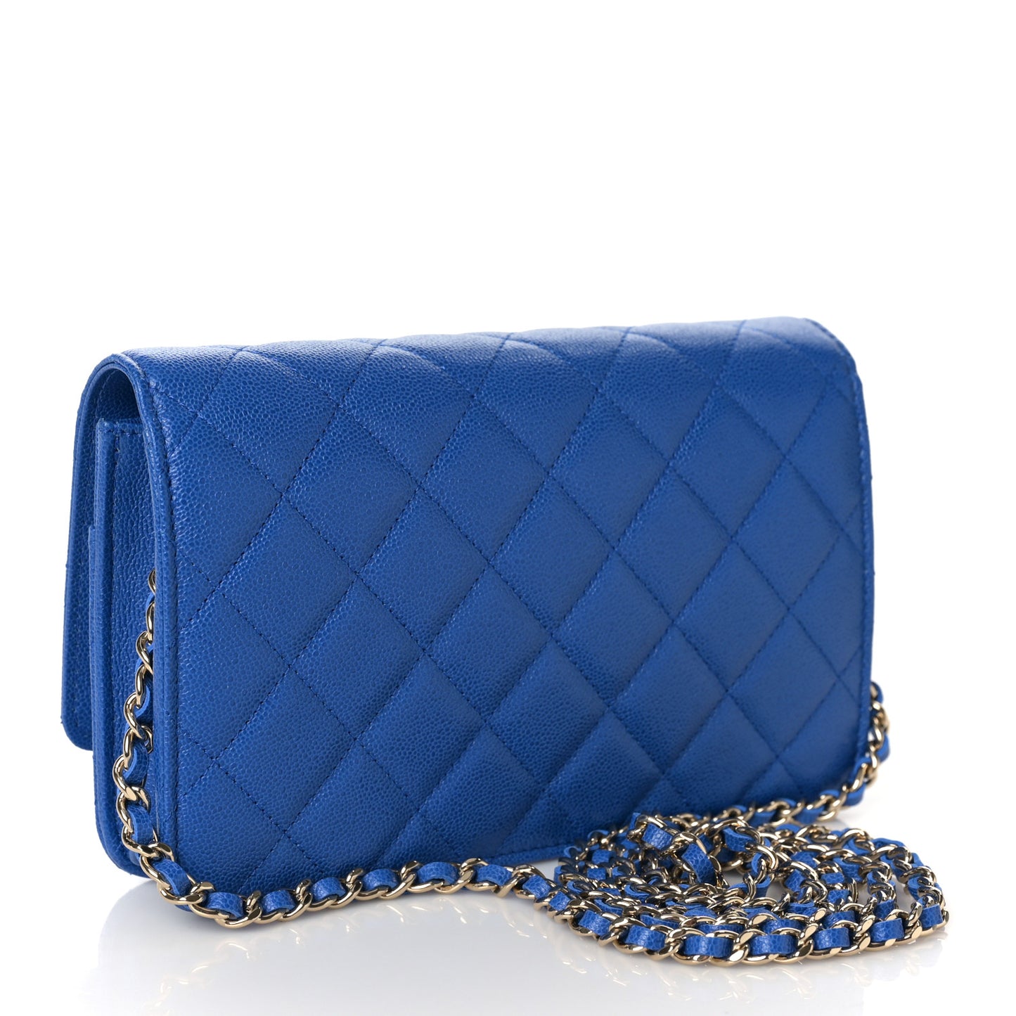 Caviar Quilted Wallet On Chain WOC Dark Blue