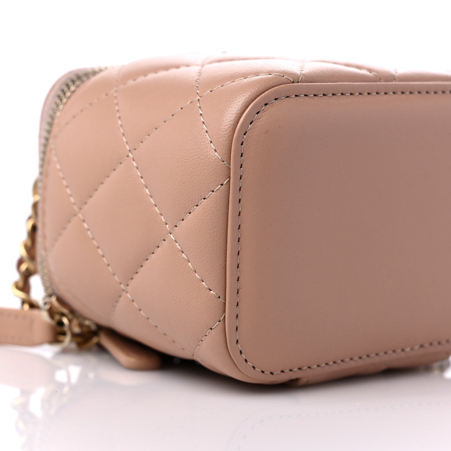 Chanel Lambskin Quilted Top Handle Mini Vanity Case With Chain Beige 8 of 10