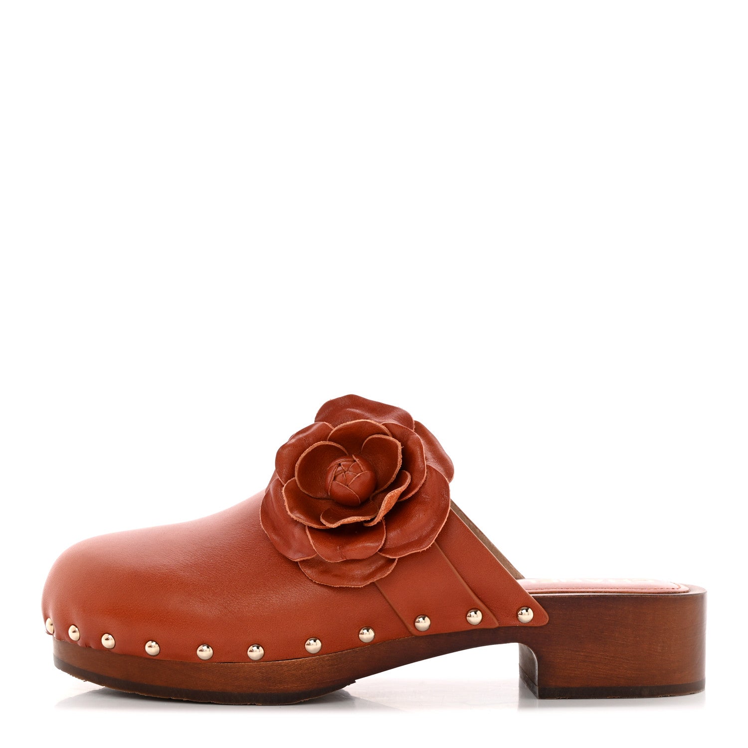 Chanel Calfskin Camellia Clogs 41 Brown 1 of 12