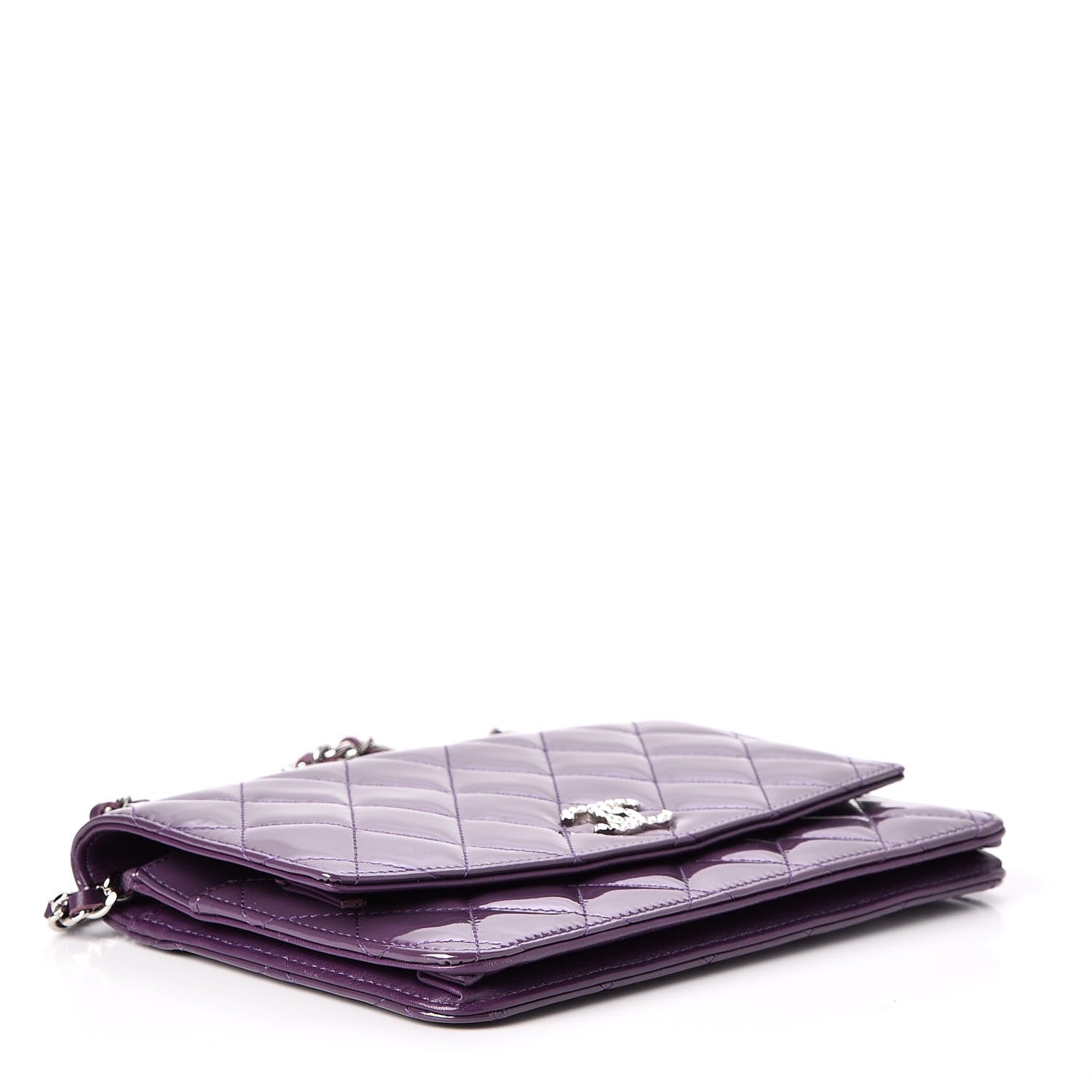Chanel Patent Quilted Brilliant Wallet On Chain WOC Violet 4 of 9