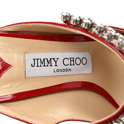 Jimmy Choo Patent Crystal Bing 100 Pumps 38 Red 7 of 9